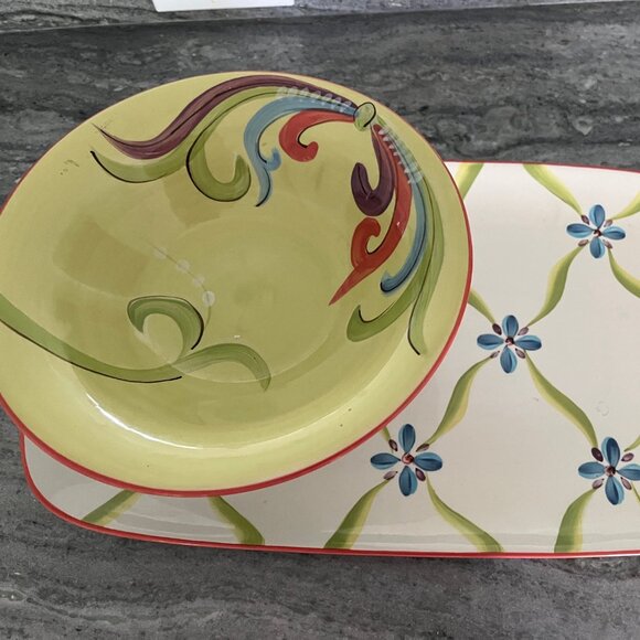 Southern Living Gail Pittman Veranda Serving Platter & Pedestal Bowl - Picture 1 of 9